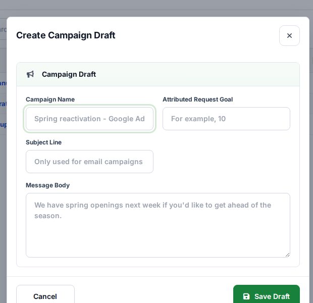 Building a campaign: goal, audience, subject line and message